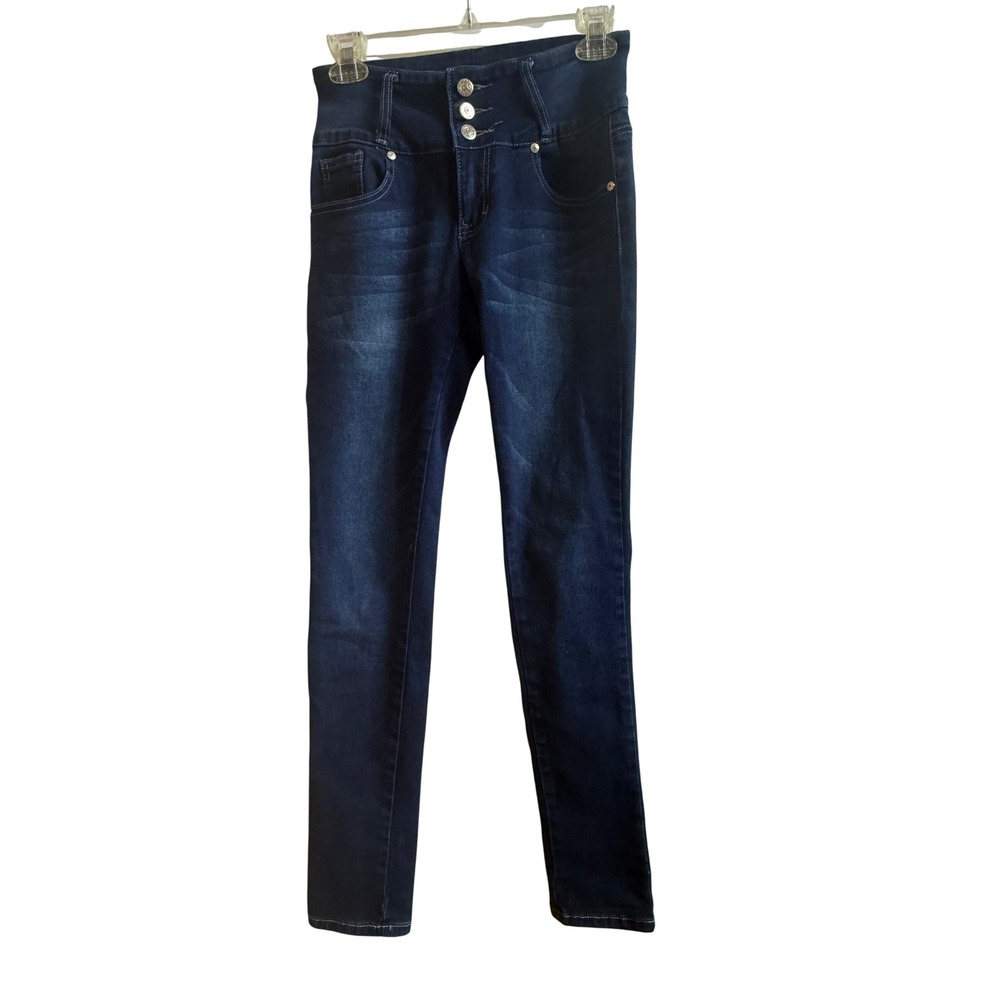 Tush Push Jeans Womens 5 Dark Wash High Waisted Embellished Skinny Jeans Sequins